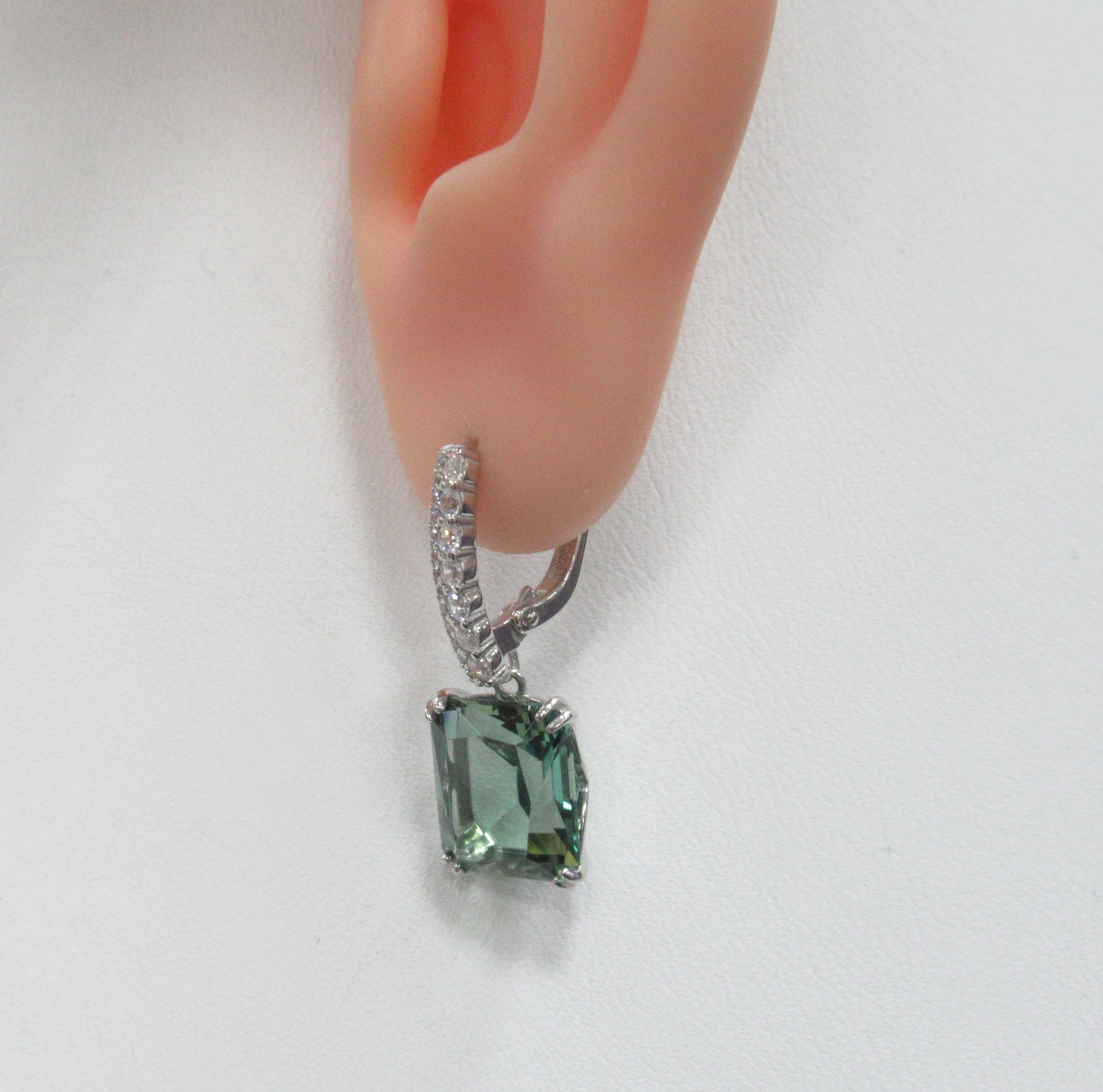 Серебряные серьги с празиолитами